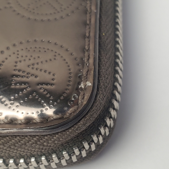 Michael Kors Jet Set Travel Continental Nickel Metallic Sheen Wallet Holiday - Picture 8 of 8